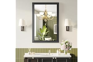 Black Bathroom Mirror for Over Sink, 22x30Inch Thick Anti-Rust Metal Frame, Rectangle Decorative Wall Mirror with HD Tempered