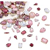 AHANDMAKER 100Pcs Sew on Rhinestones, 5 Colors Mixed Shapes Sew on Crystals Mental Flatback with Light Gold Claw, Crystal Gems Sewing Beads, Sewing Claw Rhinestone for DIY Crafts Clothes Dress Shoes