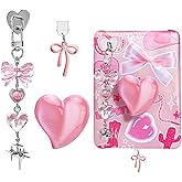 AIERSA Cute Charms Set for Kindle,Including Dust Plug Charm Type C/USB C,Heart Grip Holder,Bling Keychains with Hook for Kindle Accessories,Compatible for Kindle Paperwhite 11th 12th Generation-Pink