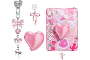 AIERSA Cute Charms Set for Kindle,Including Dust Plug Charm Type C/USB C,Heart Grip Holder,Bling Keychains with Hook for Kindle Accessories,Compatible for Kindle Paperwhite 11th 12th Generation-Pink