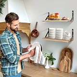 Uten Floating Shelves 2PCS Wall Mounted Shelf Solid Wood 30kg Load view 8
