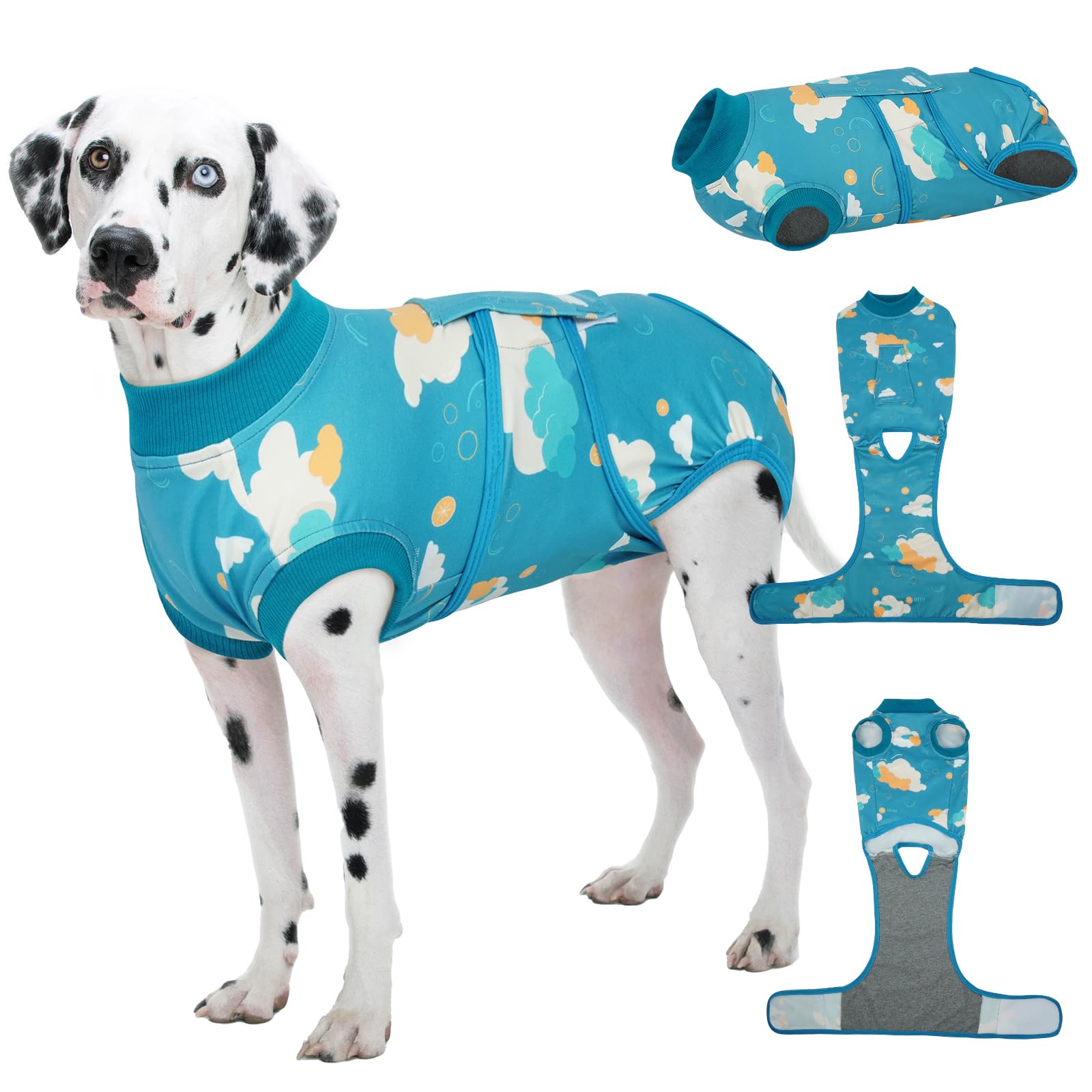 Photo 1 of Kuoser Dog Recovery Suit for Female Male After Surgery, Printed Anti-Licking Dog Surgery Suit for Spay Neuter, Breathable Pet Bodysuit for Abdominal Wounds Skin Disease, Cone Alternative Onesie, XL