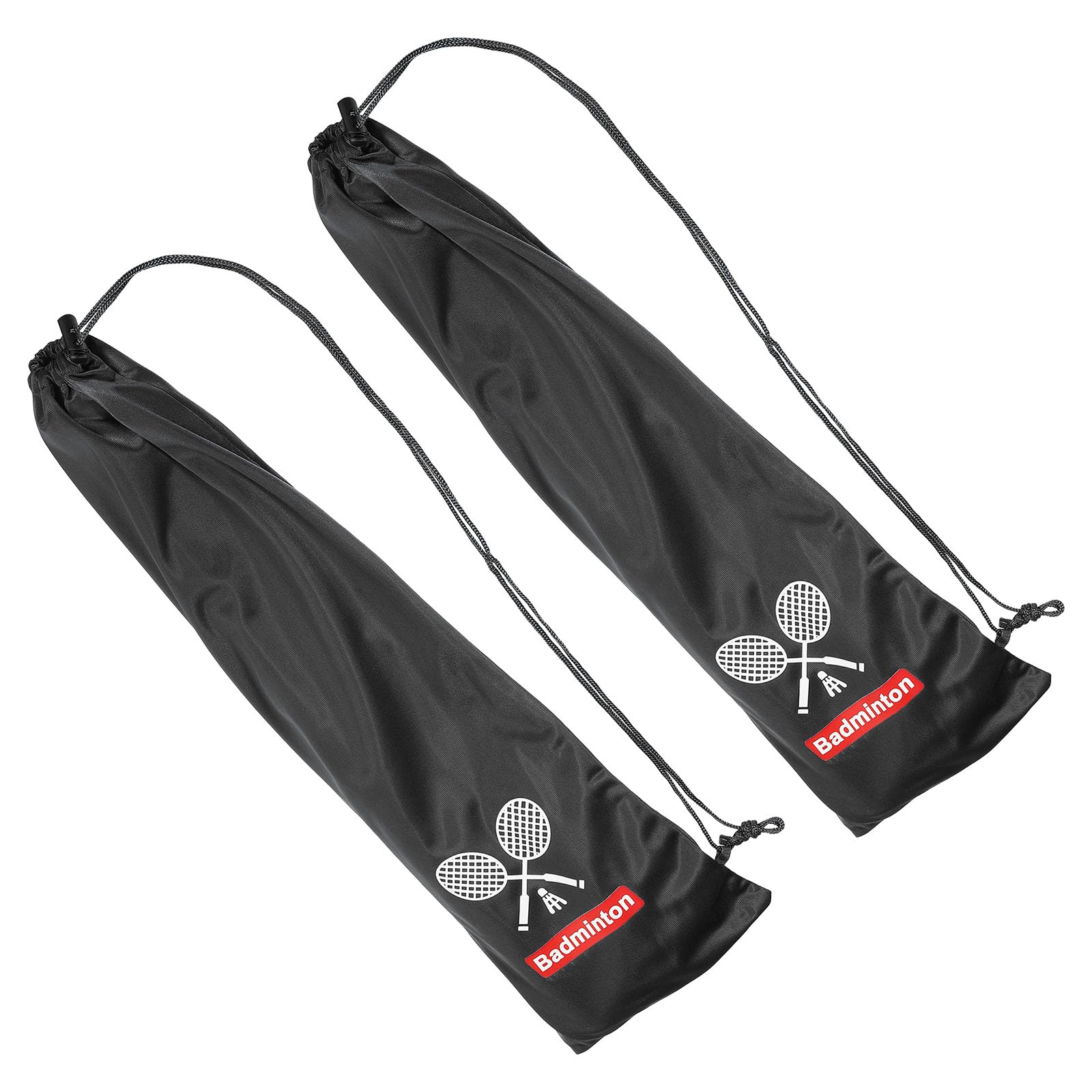 PATIKIL Badminton Racquet Cover Bag, 2 Pack Soft Badminton Racket Pouch Velvet Lining with Drawstring Durable Lightweight for Badminton Player, Black