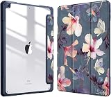 FINTIE Hybrid Case for iPad 10.2 9th/8th/7th Gen Hibiscus Clear Back