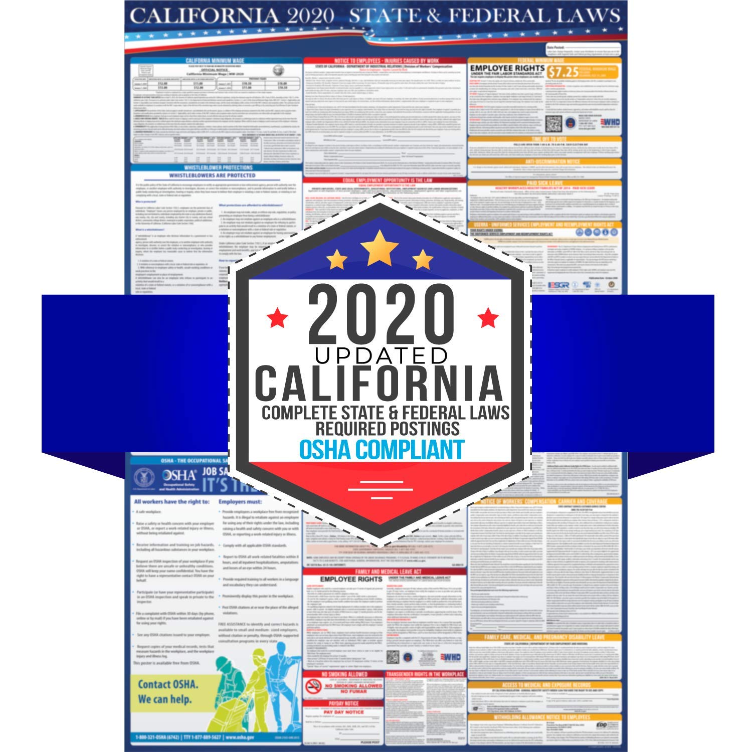 2021 California State And Federal Labor Laws Poster OSHA Workplace