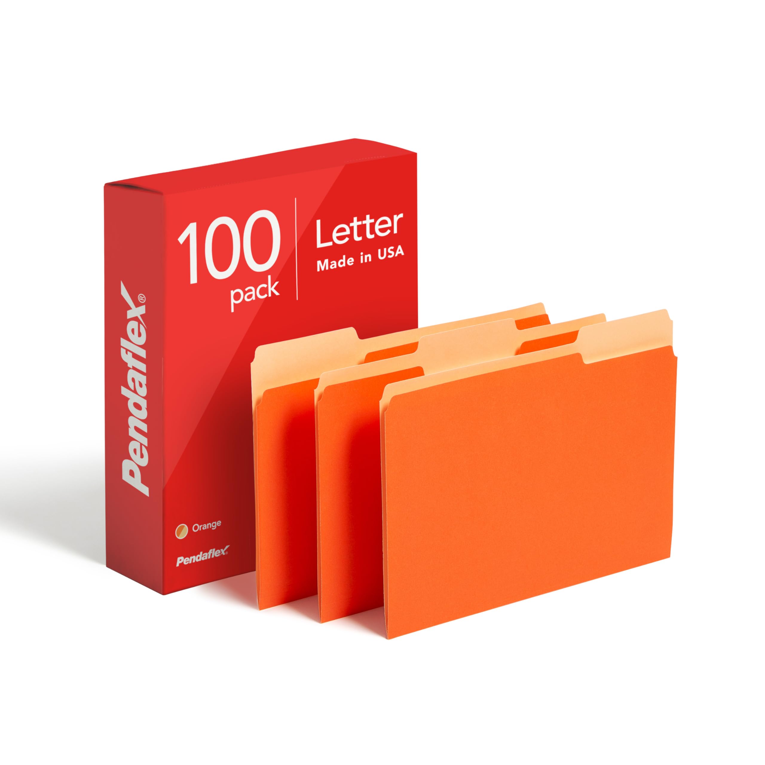 Pendaflex Two-Tone Color File Folders, Letter Size, Orange, 1/3 Cut, 100 per Box (152 1/3 ORA)