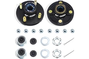 GREPSPUD 2 Sets Trailer Hub Kits 4 on 4'' for 2000 lbs 1'' BT8 Straight Axle Spindle, Prelubricated L44643 Bearings 4x4'' Tra