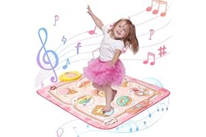 Fijinhom Dance Mat Toys, Electronic Dance Pad for Kids, Toddlers Dancing Game Pad with Adjustable Volume, Built-in Music, Different Game Modes, Musical Mat First Birthday Gifts for Girls Boys, Pink