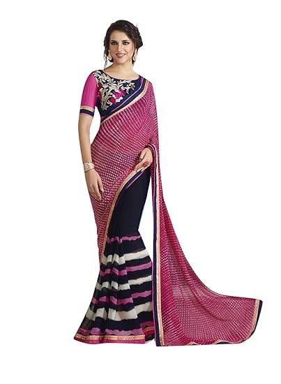 Shaily Multicolor georgette embroidered saree with blouse piece With Blouse Piece