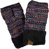 C.C Women's Warm Knit Fingerless Half Finger Fleece Lined Winter Gloves
