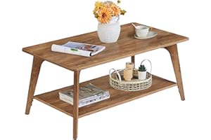 VASAGLE MAEZO Collection - Coffee Table, 2-Tier Center Table with Storage, Tapered Legs, Curved Transitions, 21.7 x 39.5 x 17