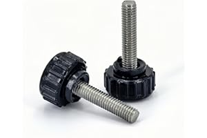 DMDZ HEYDAY M5x20mm 304 Stainless Steel Threaded Knurled Thumbscrew Screw on Knobs Grips Black Round Clamping Screw, Black(20 Pcs)