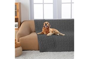 fuguitex Waterproof Dog Bed Cover Dog Blanket for Pet Furniture Bed Couch Sofa Reversible Linen Texture(52"*82",Dark Grey+ Dark Grey)