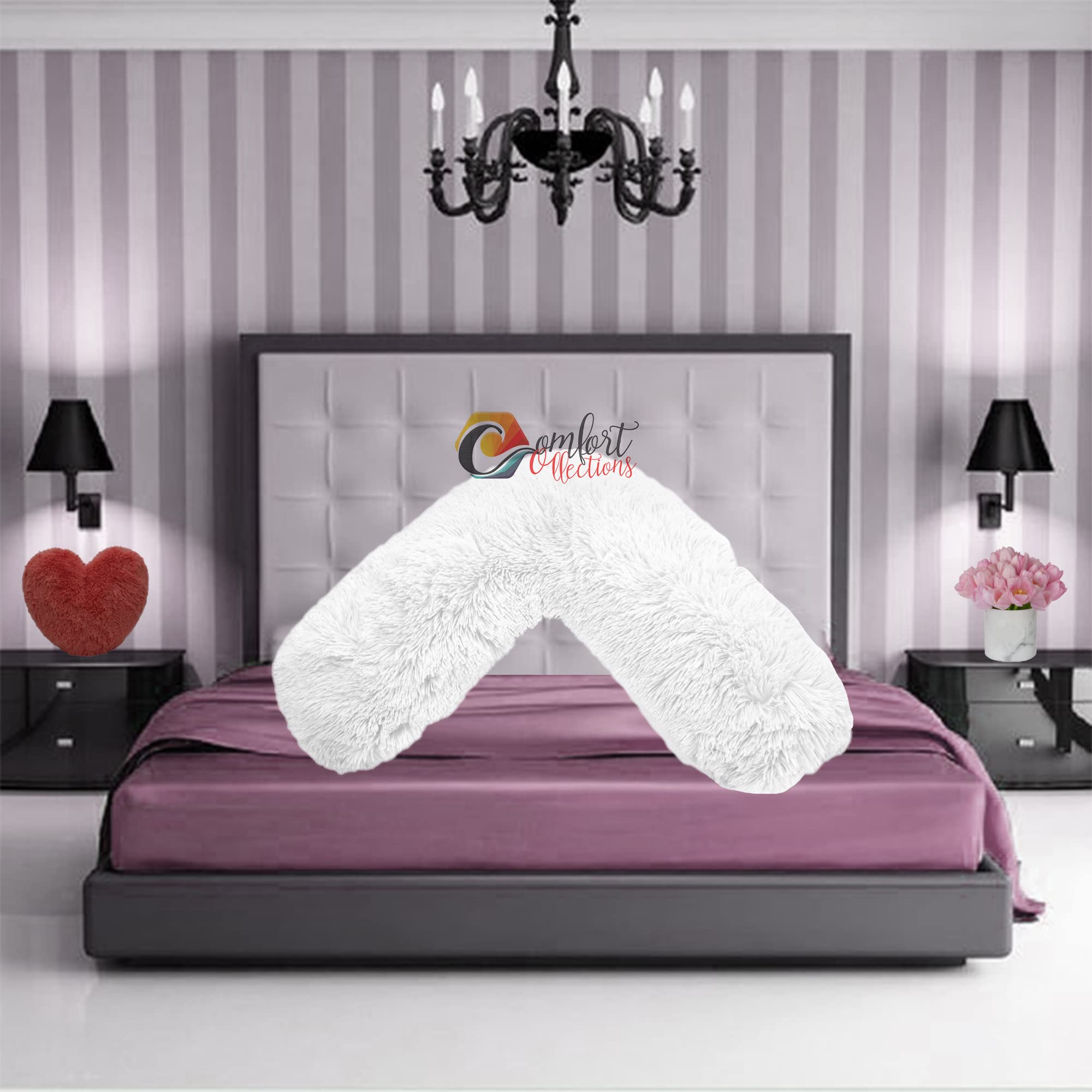 V Shaped Teddy Cuddles V Pillow Case Soft Back Neck Nursing Pregnancy Support Warm Cosy Pillowcase COLOUR: WHITE