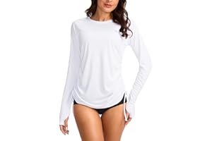 SANTINY Women's UPF50+ Rash Guard SPF Long Sleeve Swimsuits Top UV Sun Protection Swim Shirts for Woman
