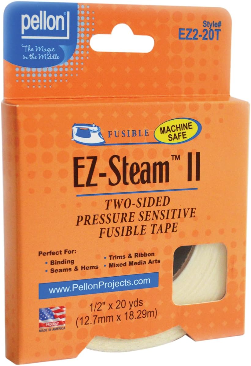Pellon EZ-Steam II Tape 0.5-inch x 20 yd, White, 0.5 inches x 20 yards