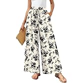 Bestbee Palazzo Pants for Women Dressy Casual Wide Leg Slacks Elastic Waist Outfits Flowy Pant with Pockets
