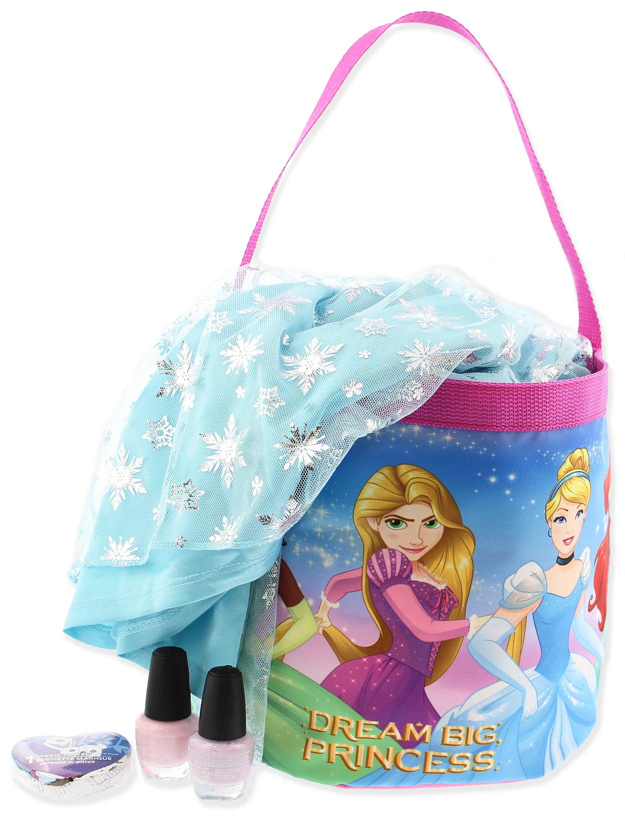 Disney Princess Girls Collapsible Nylon Gift Basket Bucket Tote Bag