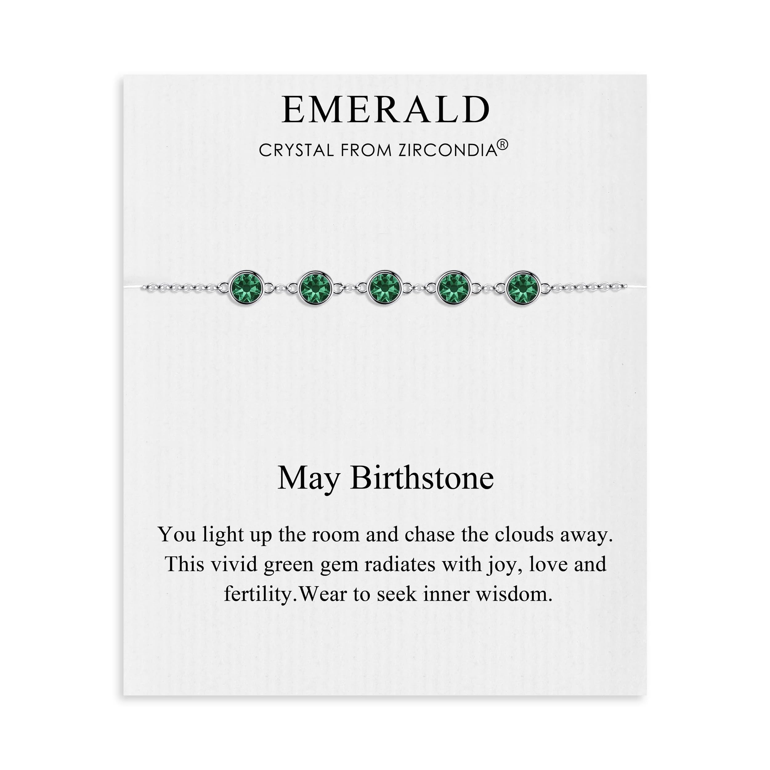 Philip Jones May Birthstone Bracelet Created with Emerald Zircondia® Crystals