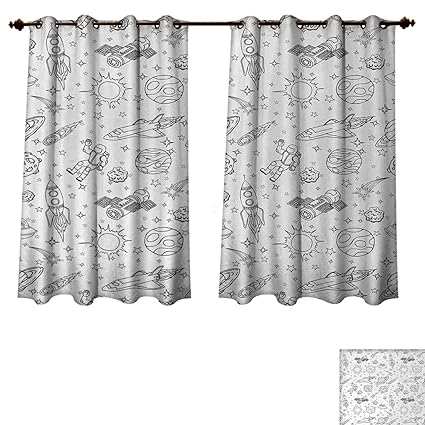 Amazon Com Boys Blackout Thermal Curtain Panel Doodle Solar