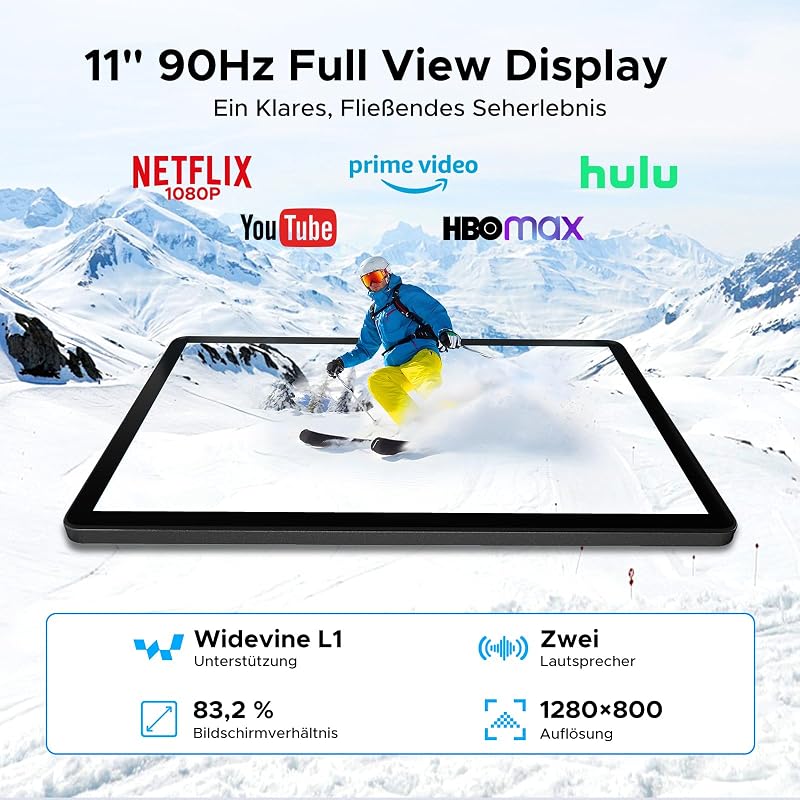 P11 Tablet 11 Zoll  Android 16, 48GB RAM+128GB ROM, T7250, Schwarz — Foto 3 von 8