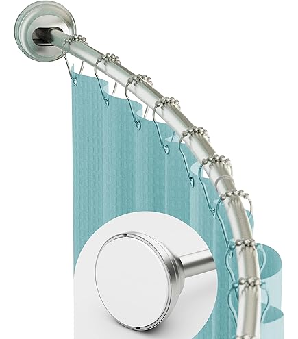 Barra De Cortina De Ducha Extensible Sin Taladro - Acero Inoxidable 304, Ajustable 75-105x115-175 Cm, Incluye 18 Anillos