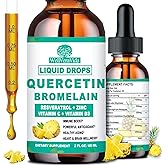 Quercetin with Bromelain Liquid Drops, 4X Stronger Than Capsules & Pills, 7-in-1 Organic Zinc Quercetin 1000mg with Bromelain 500mg Vitamin C D3 Immune Support for Respiratory Health & Antioxidant