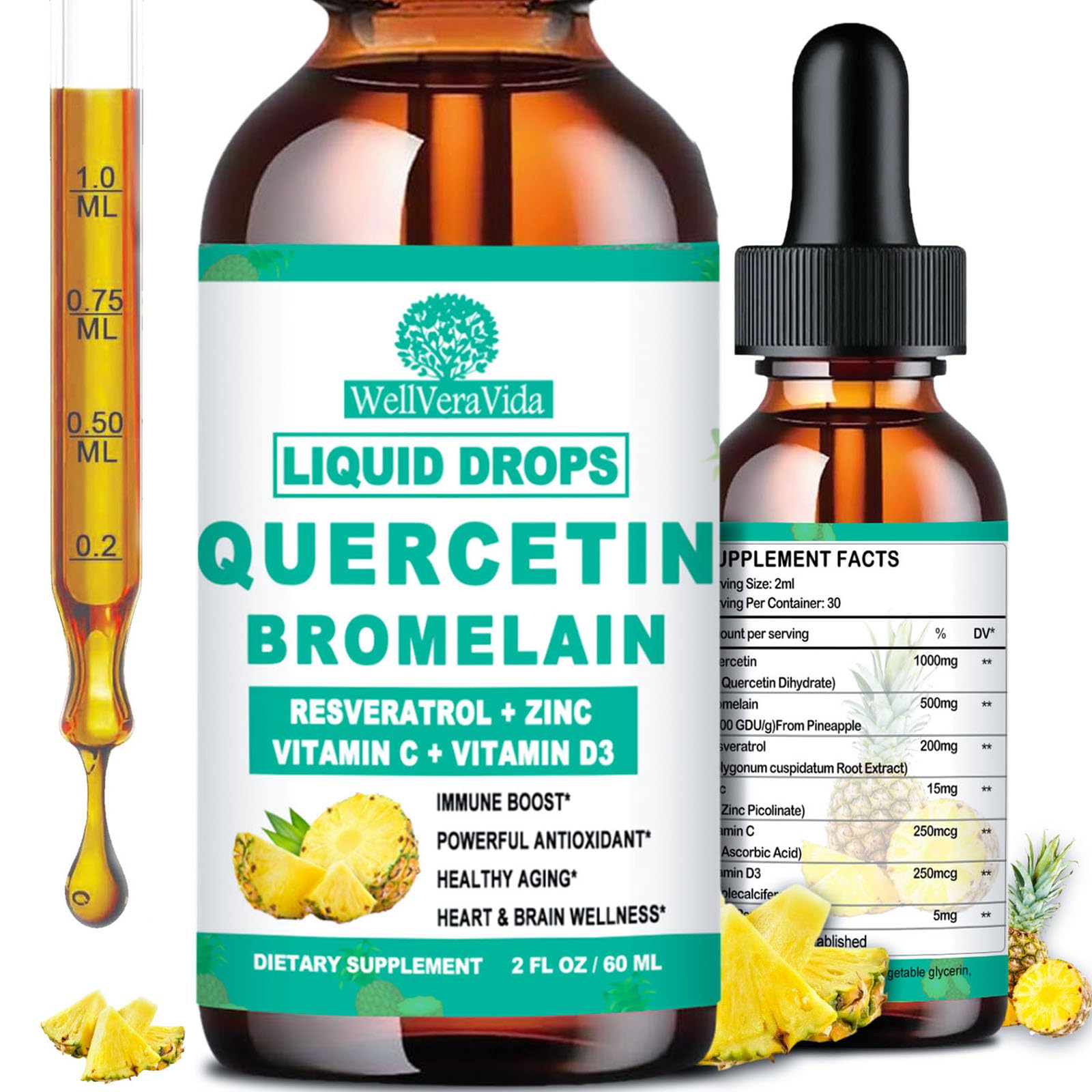 Liquid Drops Quercetin Bromelain