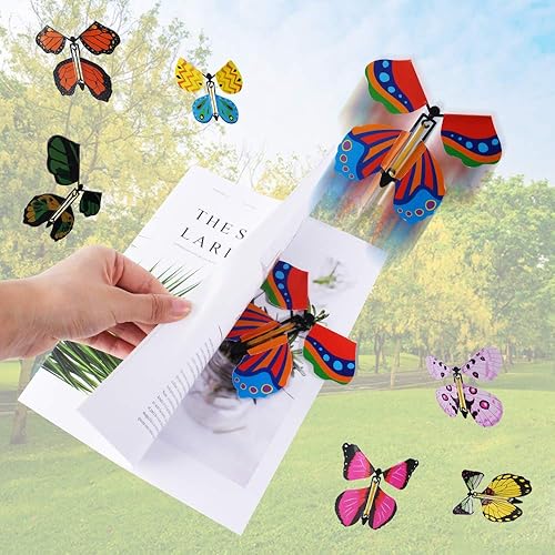 Outee 24 Packs Flying Butterfly Card Surprise Wind Up Butterfly in
