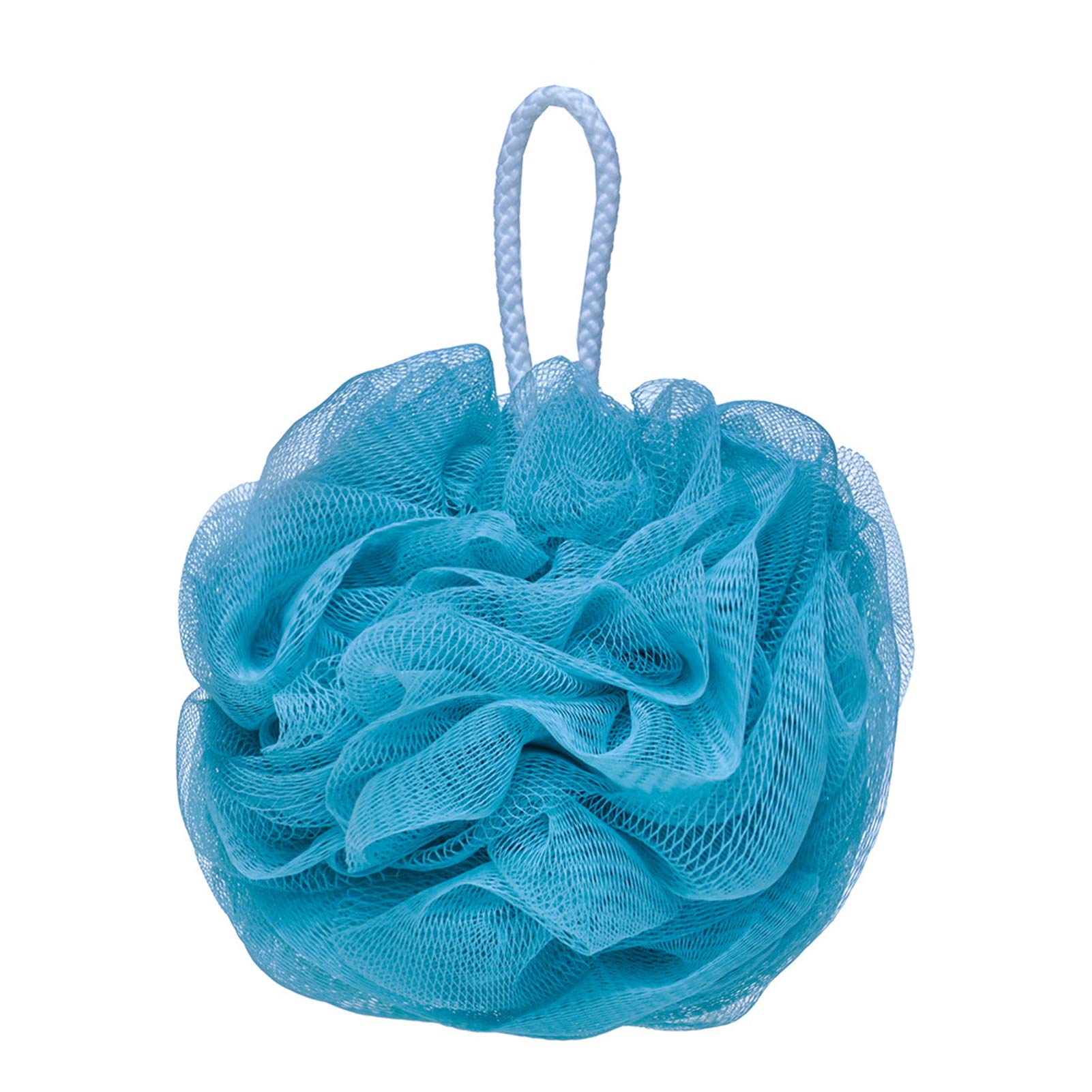 LissomPlume Mesh Pouf Bath Sponge Exfoliating Shower Ball Pom Cleaning Accessory Blue Color