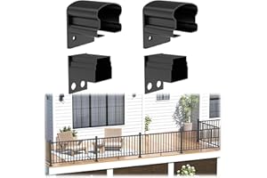 Egadis 4 Pack Aluminum Deck Railing Bracket Connector, Fixed Railing Bracket, Black Textured Powder-Coat Finish Railing System for Outdoor Decks, Porches & Balconies