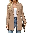 luvamia Blazers for Women Business Casual Long Blazer Jackets Dressy Work Professional Office Outfits Lapel Pockets