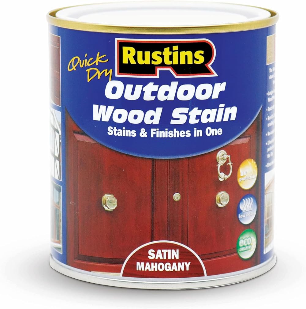 Rustins Quick Dry Outdoor Wood Stain Satin Mahogany 500ml