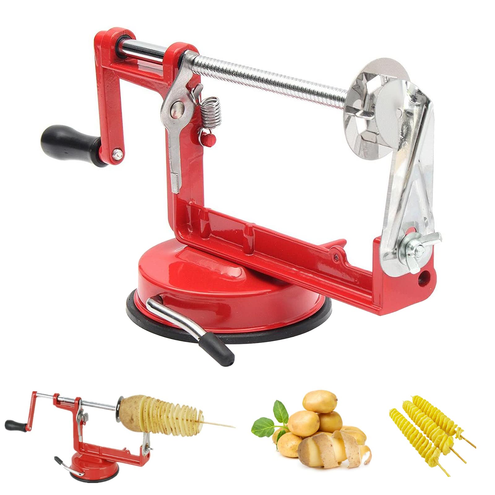 Potato Spiral Cutter, Potato Twister, Twisted Potato Slicer, Manual Blade Spiral Potato Slicer Cucumber Tornado Vegetable Fruit Chips Making Suction Base Kitchen Tool for Home Restaurant