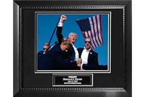 New England Picture Assassination Attempt of President Donald J. Trump - Iconic Fight Photo July 13, 2024, Butler Pennsylavania. Black 16.5x13.5 Frame