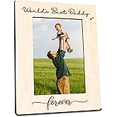 World's Best Dad Forever Wooden Picture Frame -4 X 6 Inches Photo Frame Tabletop Display -Photo Gift for Father, Dad Picture frame for Birthday Gifts, Home & Office Decorations (Vertical)- B02