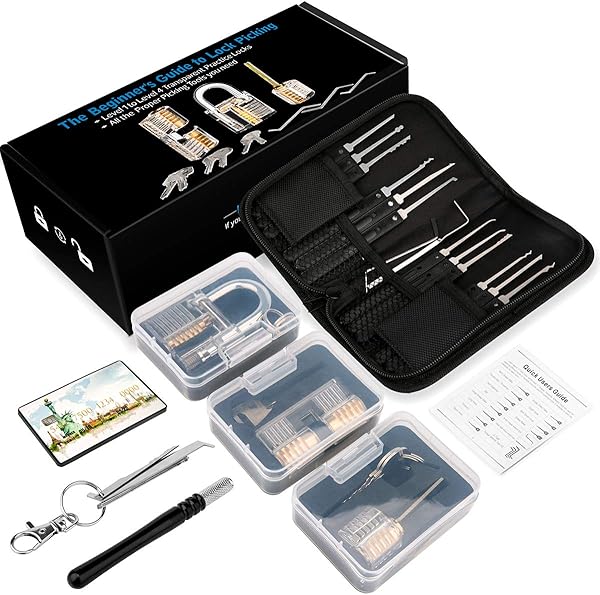 Dietrich Set 30 Stck Lock Picking Set mit 3 Transparenttem Vorhngeschloss Dietrichen Kit fr Anfnger und Professionelle Lockpicker