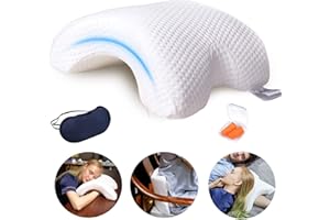 ALEVMOOM LOCYOP Sleeping Pillow Couple Pillow Arm Pillow Slow Rebound Pressure Pillow Cuddle Pillow Memory Foam Travel Arched Shaped U Pillow Providing Comfort and Support Curved Pillow for Couples (White)