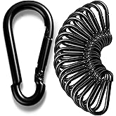 30Pack Carabiner Clips Heavy Duty, 4” Large Spring Snap Hooks Bulk, Galvanized Black 3/8” Carabiners for Camping, Solid Spring Clips for Home Gym Hanging Hammocks Swing Hiking-1100lbs Holding Capacity