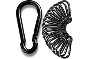 REDOVANT 30Pack Carabiner Clips Heavy Duty, 4” Large Spring Snap Hooks Bulk, Galvanized Black 3/8” Carabiners for Camping, Solid Spring Clips for Home Gym Hanging Hammocks Swing Hiking-1100lbs Holding Capacity