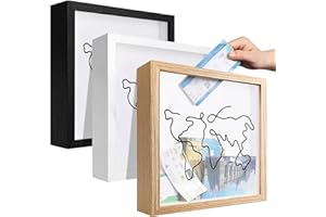 MGLIFEUL Travel Shadow Photo Keepsake Memory Box Ticket Keepsake Honeymoon Fund Box with Slot Frame Adventure Best Gift for Keepsake International Traveler Women Men People Who Travel Hiker Unique