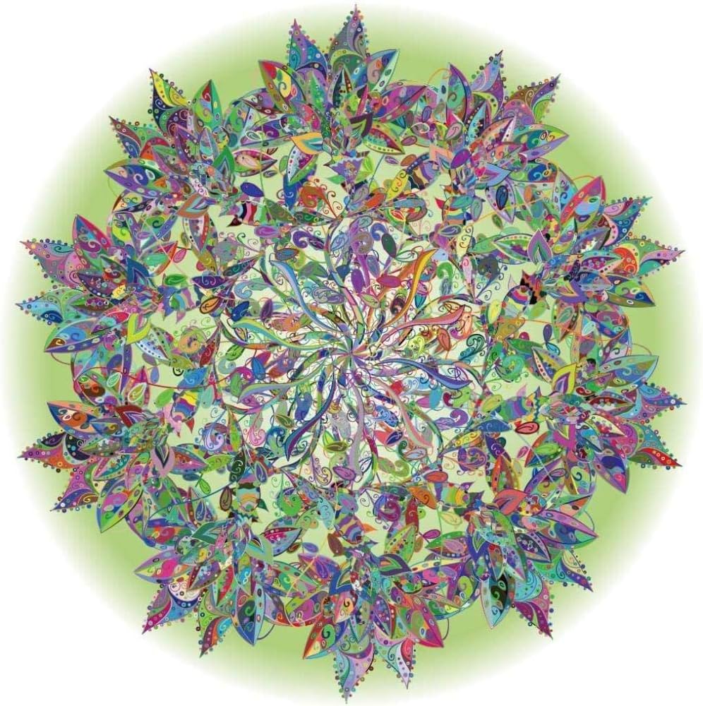 AIXUANDIZ Puzzle-Magic Tree of Life -1000 Pieces Colorful Leaves Mandala Challenge Blue Board Round Jigsaw Puzzles