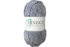 FINECE Soft Velvet Yarn Chenille Yarn for Crocheting Baby Blanket Yarn for Knitting 100 gr (132yds) Fancy Yarn for Crochet Weaving Craft Amigurumi Yarn (1 Skein, 2060-Light Grey)