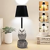 TYNLED Owl Table Lamp, 3 Way Dimmable Owl Night Light Lamp for Bedroom Cordless Table Lamp Touch Control Lamp with USB C Charging Port Battery Animal Desk Lamp for Bedroom Dining Room Office Dorm