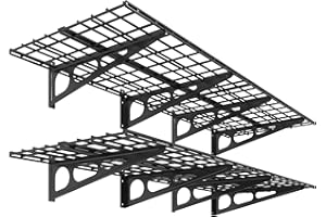 FLEXIMOUNTS 2-Pack 2x6ft Garage Shelving 24-inch-by-72-inch Wall Shelf Garage Storage Rack Floating Shelves, Black, Classic Series