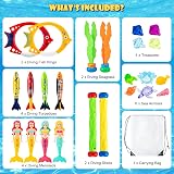 Vinitoy 24 Pcs Diving Toys Set for Pool Kids Diving Mermaids Torpedoes Rings view 2