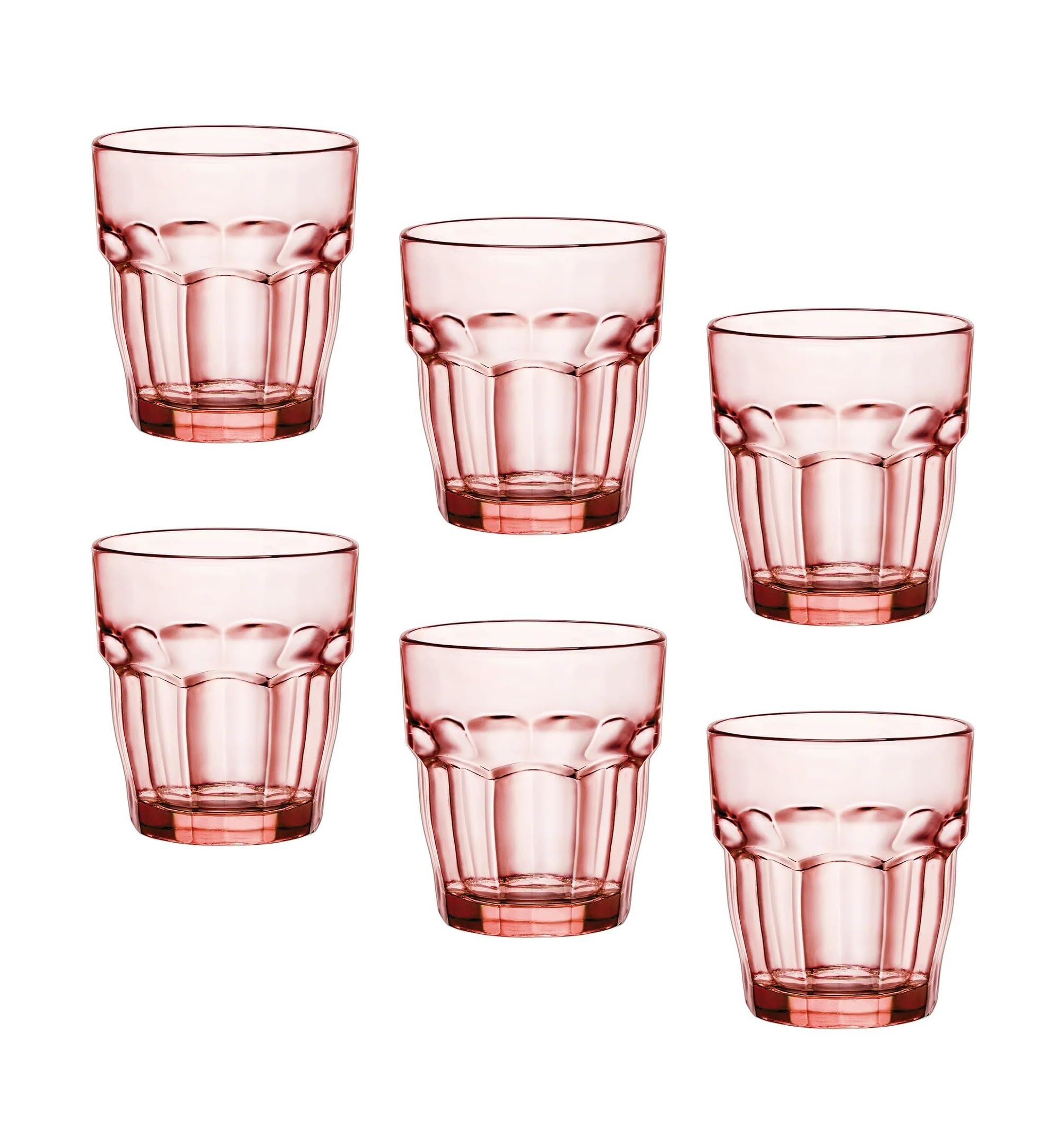 Bormioli Rocco Rock Bar Lounge Rocks Glasses, Peach, Set of 6 9.25 oz