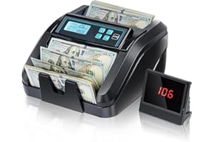 MUNBYN IMC51 Money Counter Machine Count Value, Add+Batch/Add+ Value Mode Bill Counter, UV/MG/IR/MT Detection, USD only Cash Counter,1100 Bills/min, Money Counting Machine with LCD Display (Black)