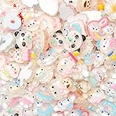 Luyoaozy 60pcs Slime Charms Cute Set for Crafts, Resin Set Ornament Scrapbooking, 3D Flatback Cute Embellishments for Scrapbook and Mini Decorations (White)