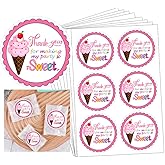 120 Pcs Ice Cream Thank You Stickers,2 Inches Baby Shower Labels Ice Cream Themed Party Sticker Labels for Favors Decorations
